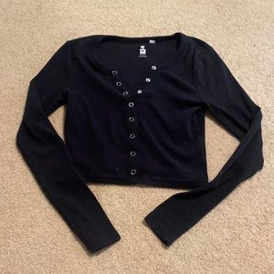 Pacsun Black Long sleeve crop top